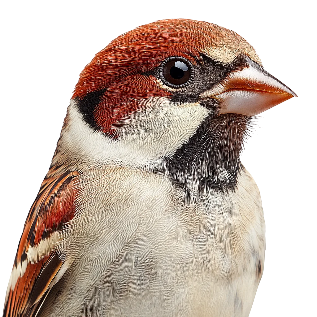 House Sparrow Headshot Portrait Free PNG Cutout