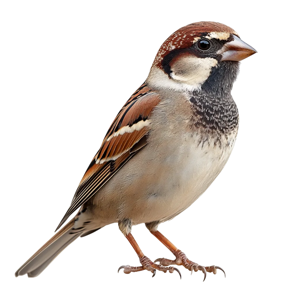 Perched House Sparrow Bird Free PNG Cutout