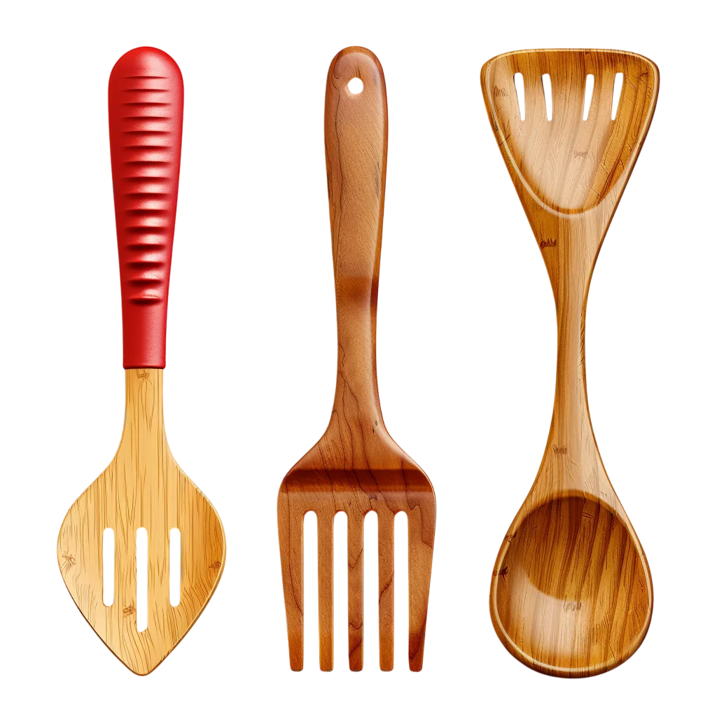 Wooden Salad Spoons and Fork Free PNG Cutout