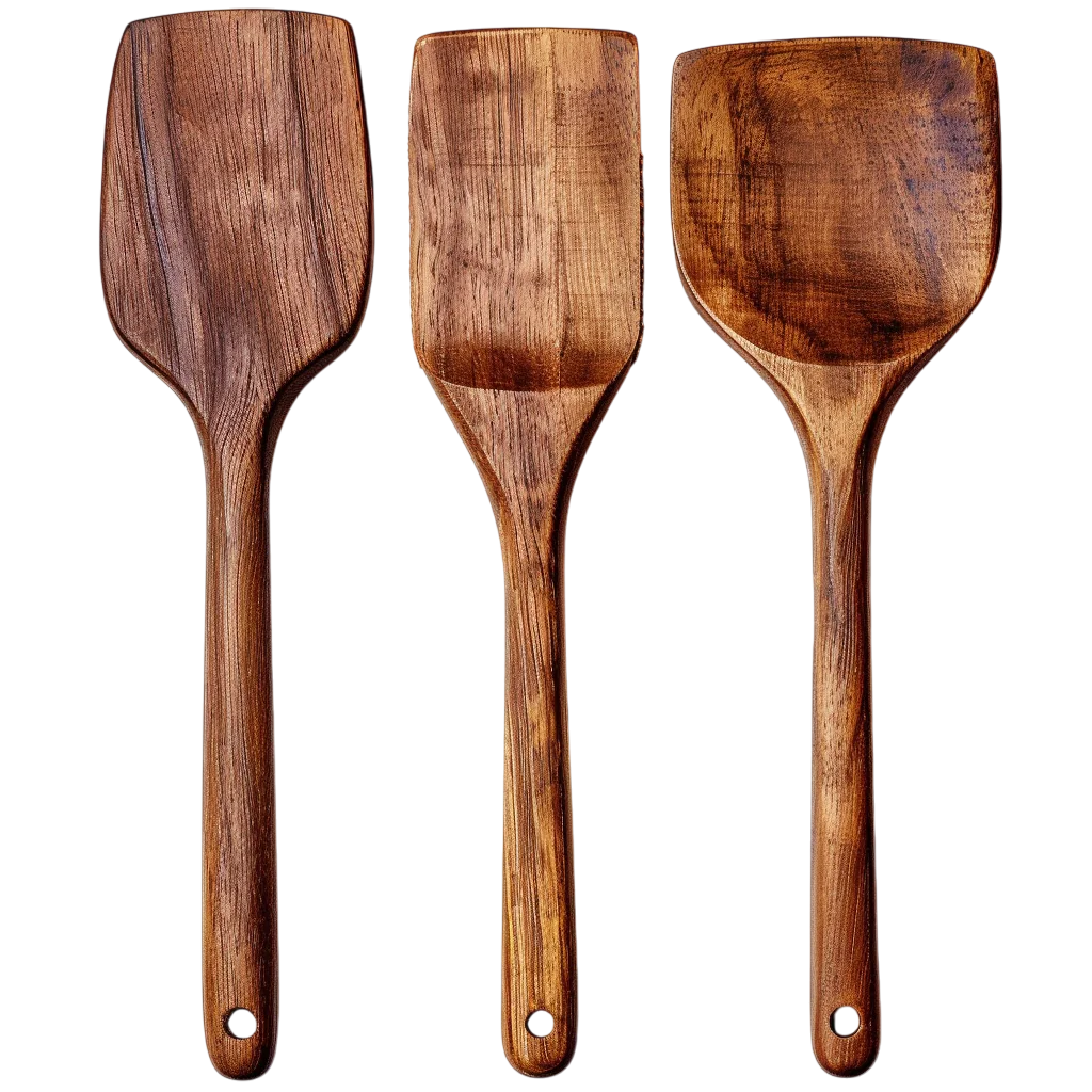 Set of Wooden Kitchen Spatulas Free PNG Cutout