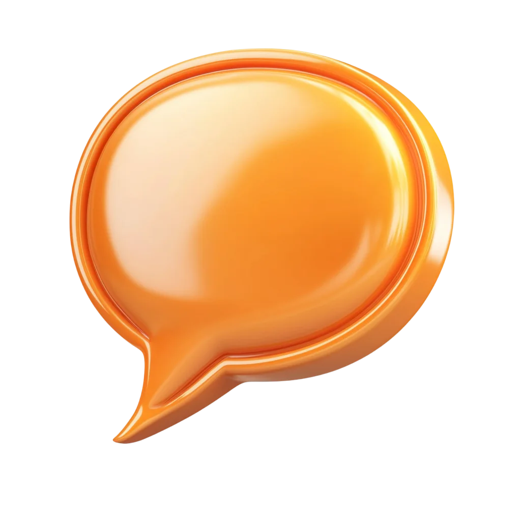 Glossy Orange 3D Speech Bubble Free PNG