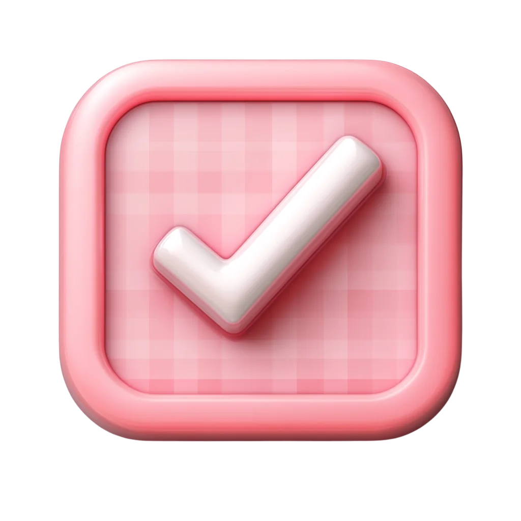 Pink 3D Check Mark Square Button Free PNG