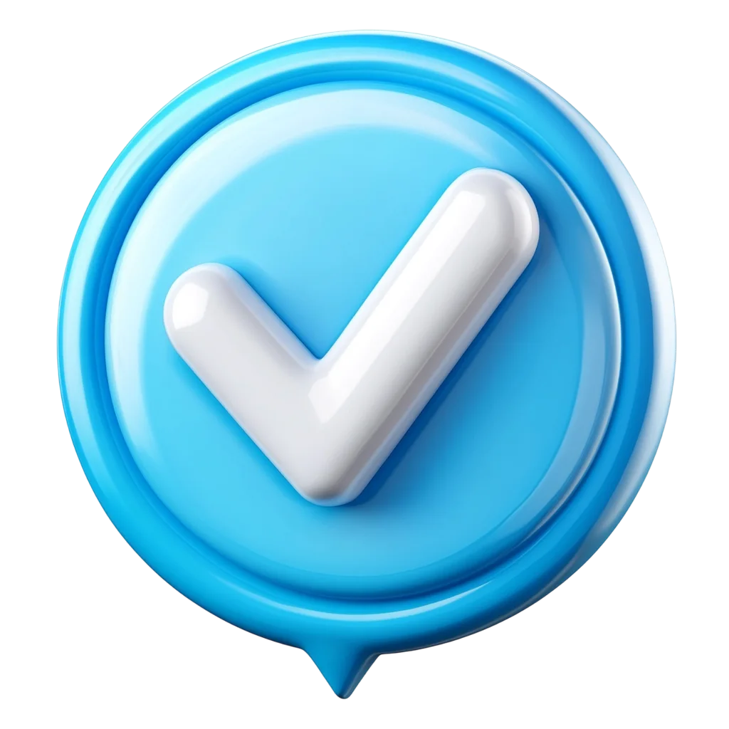 Blue 3D Check Mark Chat Bubble Free PNG