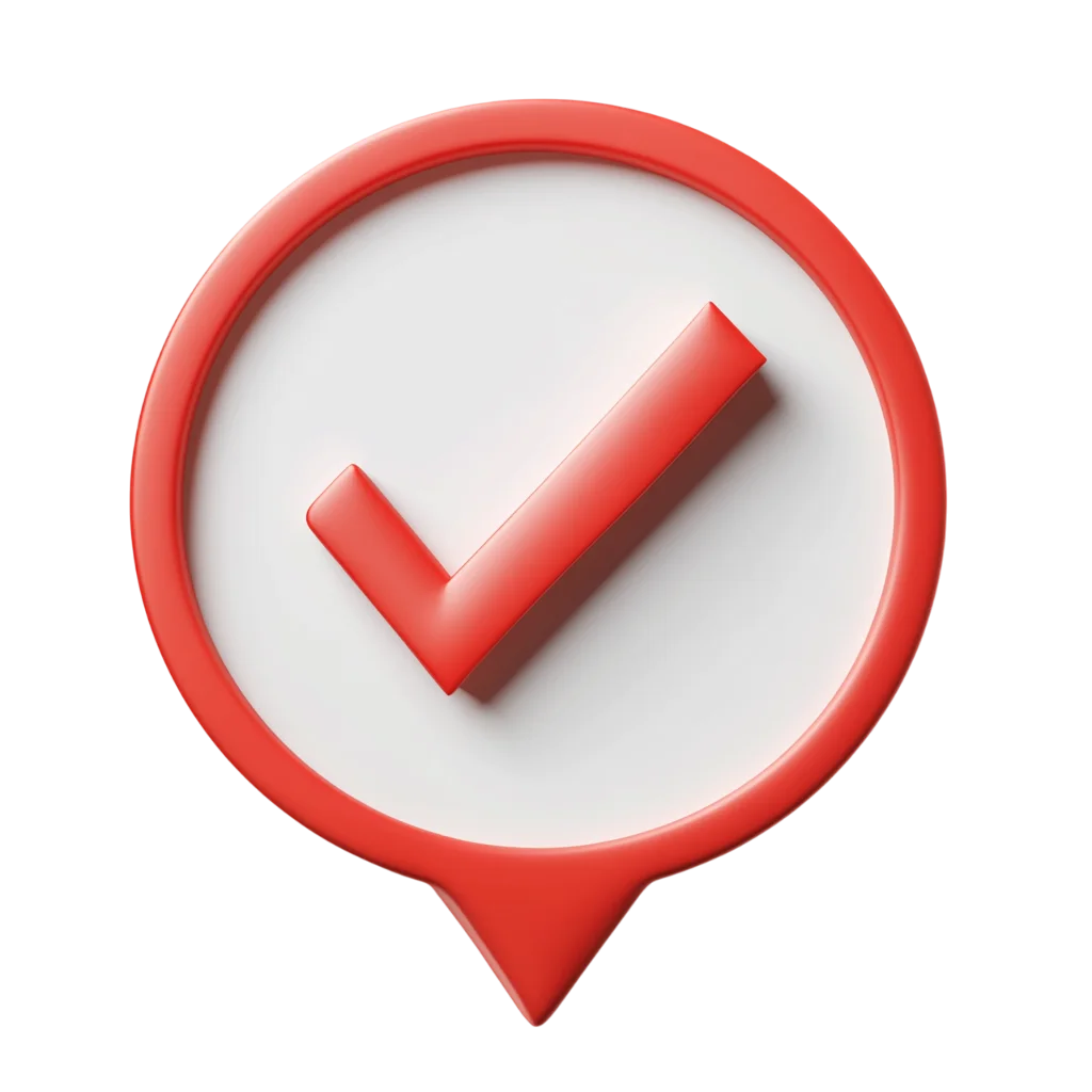 Red 3D Check Mark Location Pin Free PNG