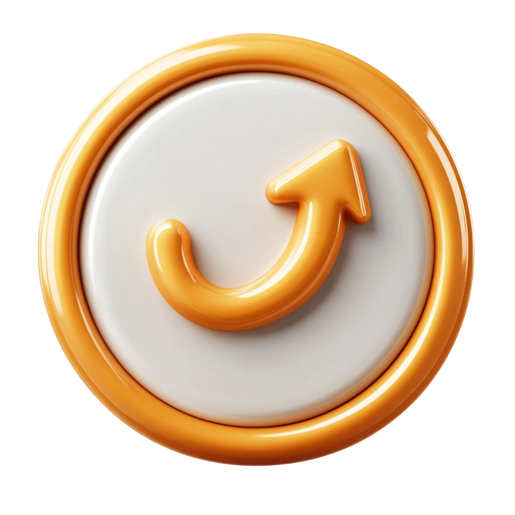 Orange 3D Circular Arrow Free PNG Icon
