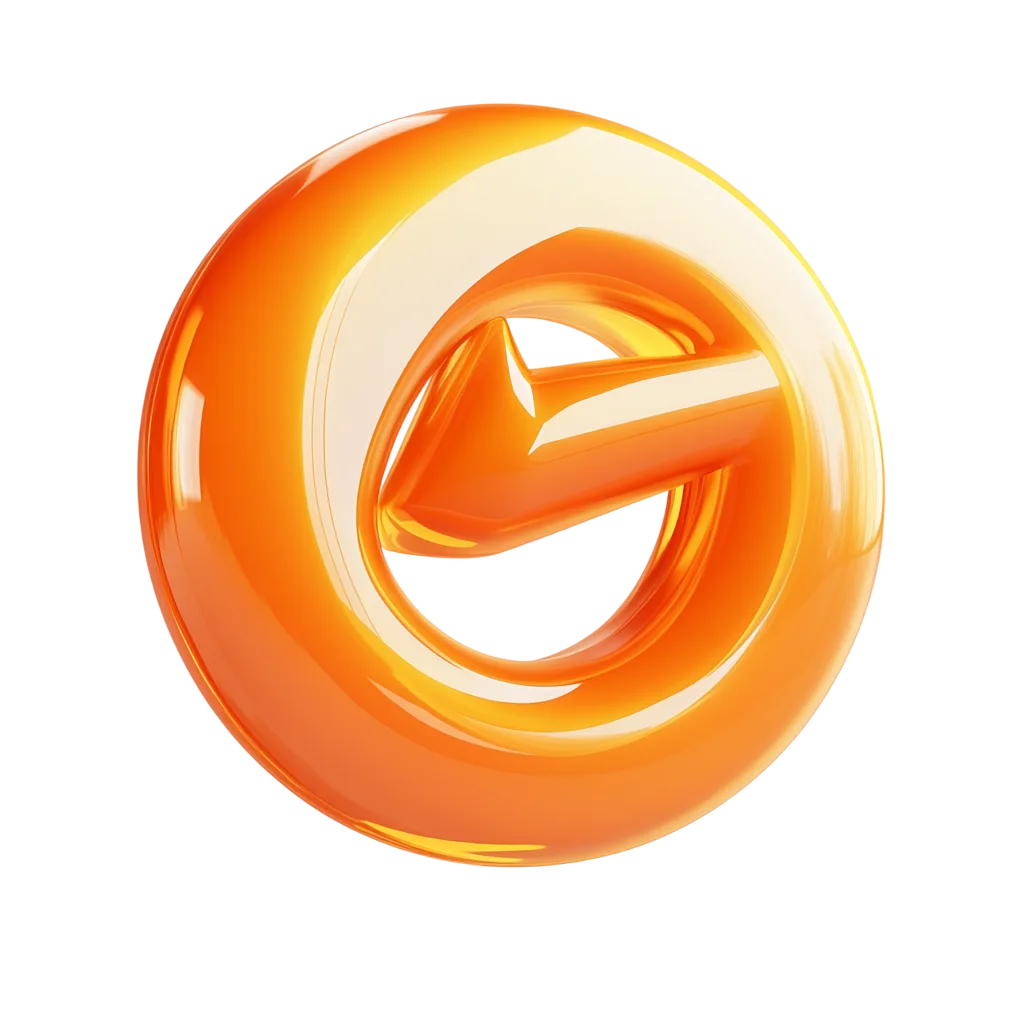 Glossy Orange 3D Refresh Arrow Free PNG