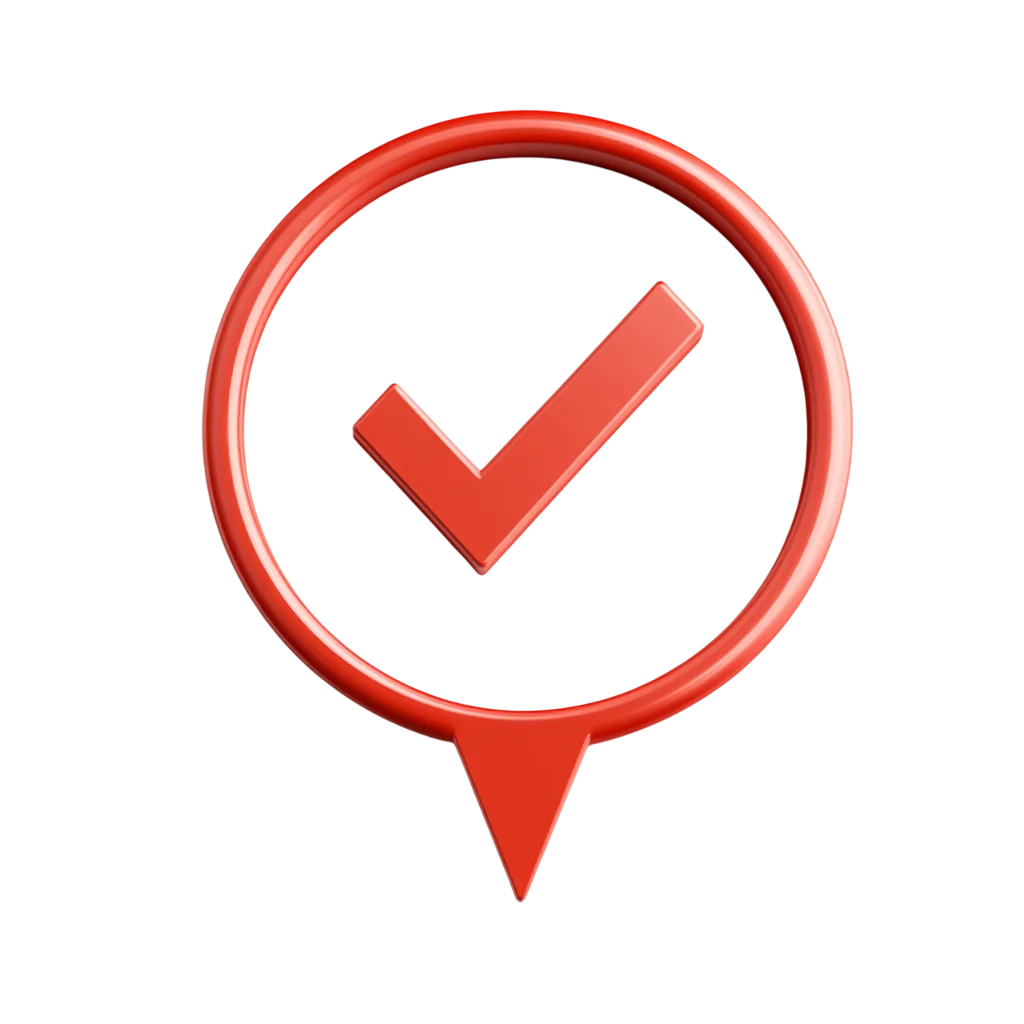 Red Circular 3D Check Mark Pin Free PNG