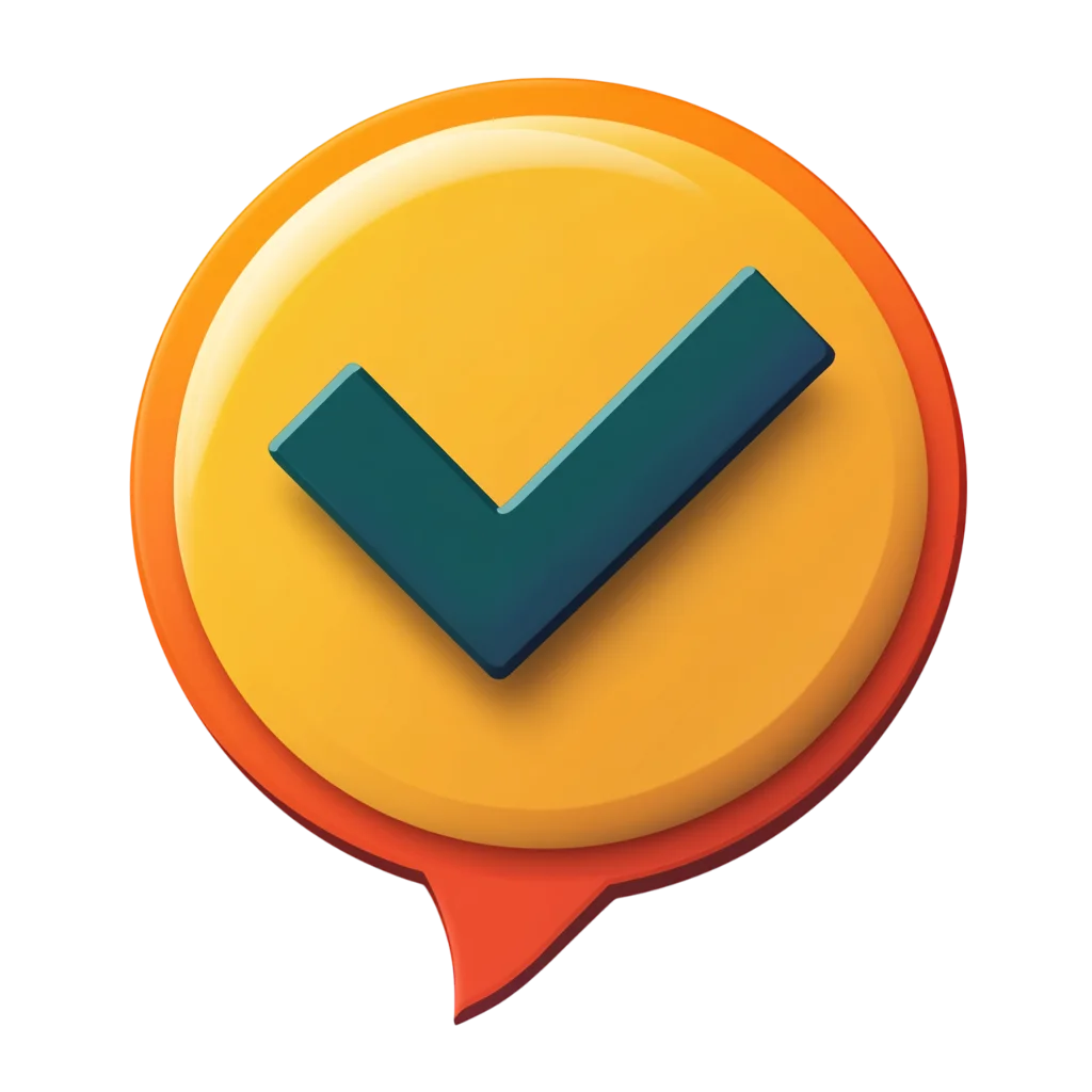 Yellow 3D Check Mark Chat Bubble Free PNG