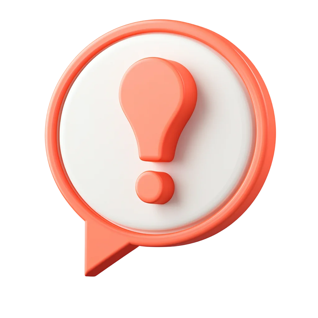 Coral 3D Exclamation Mark Bubble Free PNG
