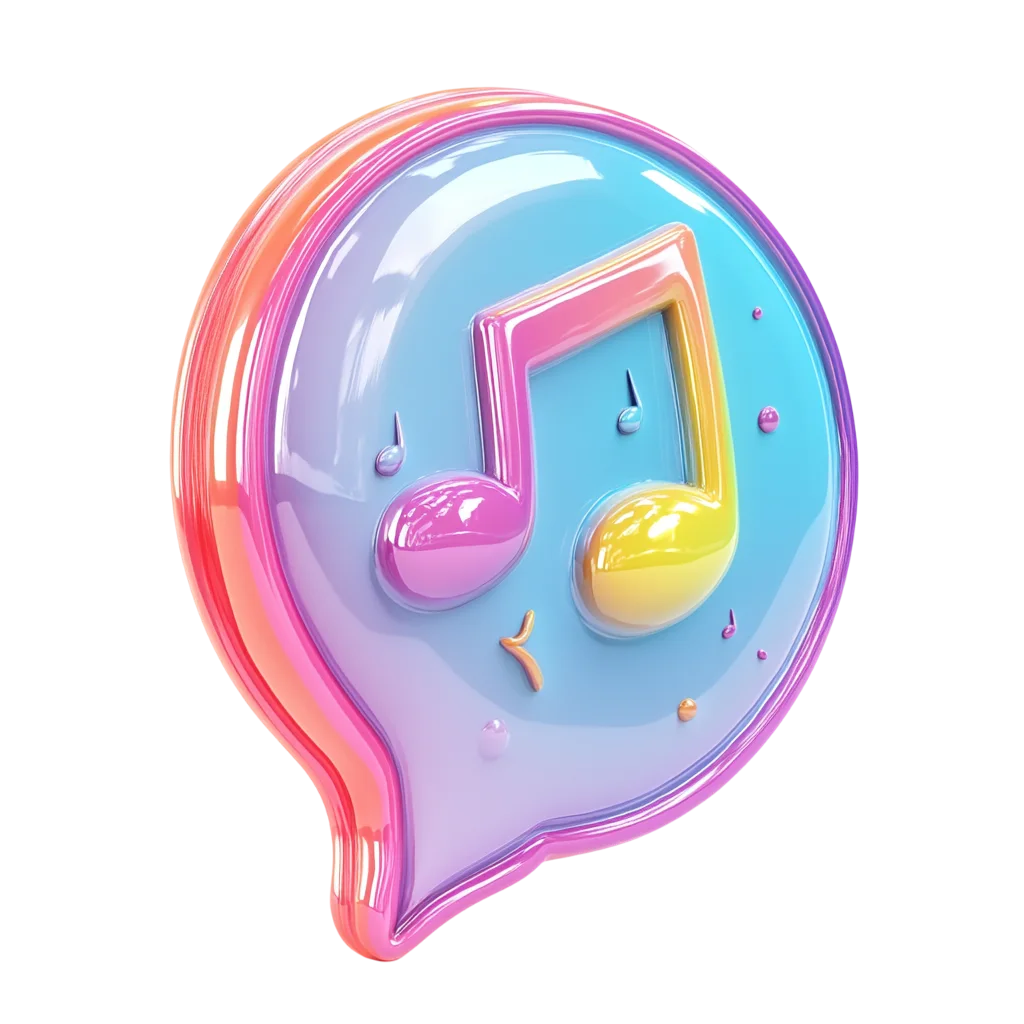 Colorful 3D Musical Chat Bubble Free PNG