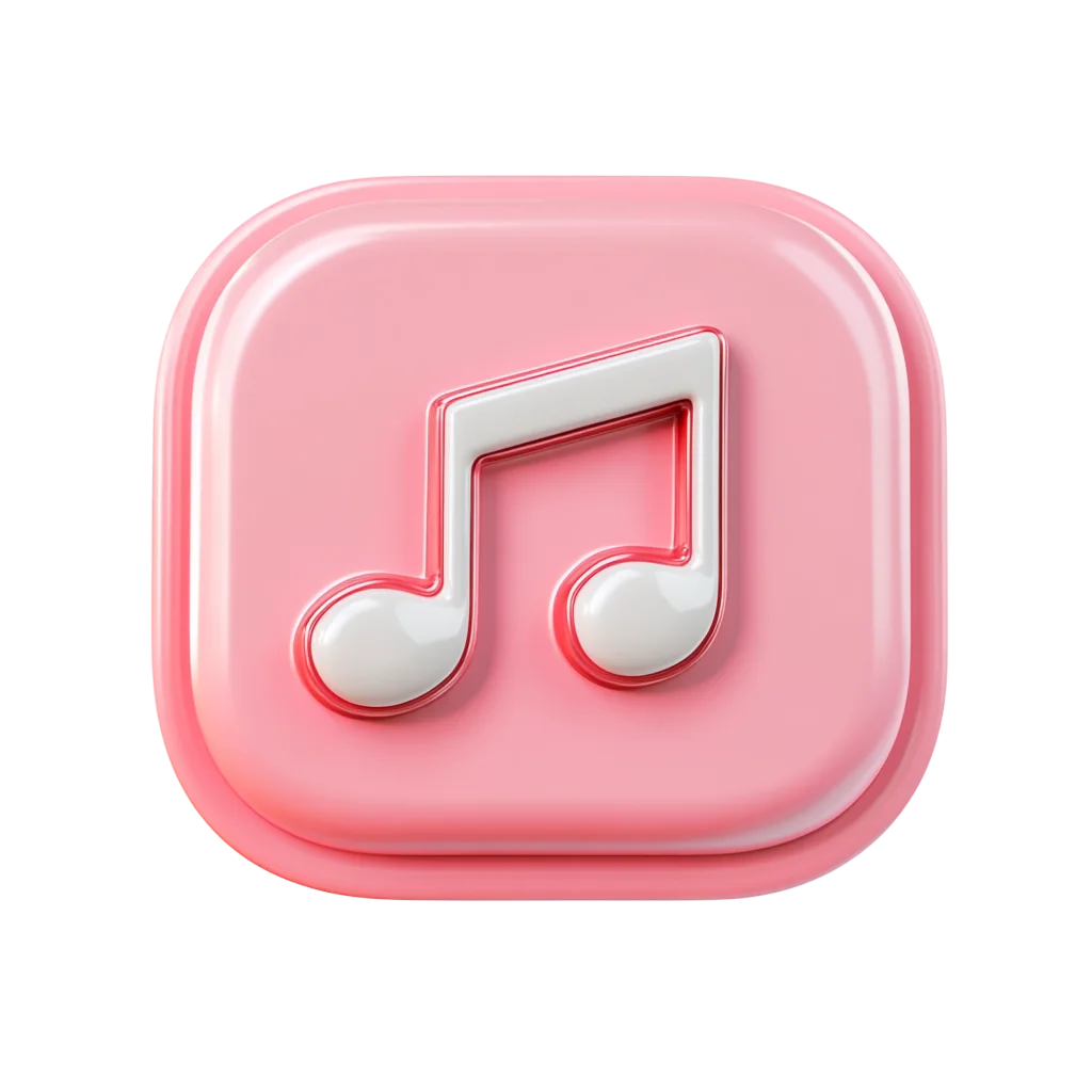 Pink 3D Music Note App Icon Free PNG
