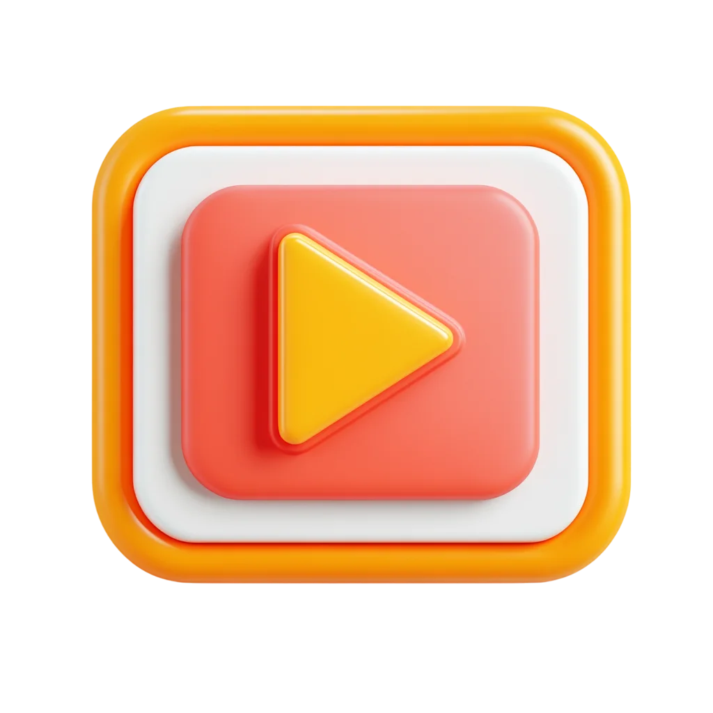 Orange 3D Video Media Player Icon Free PNG
