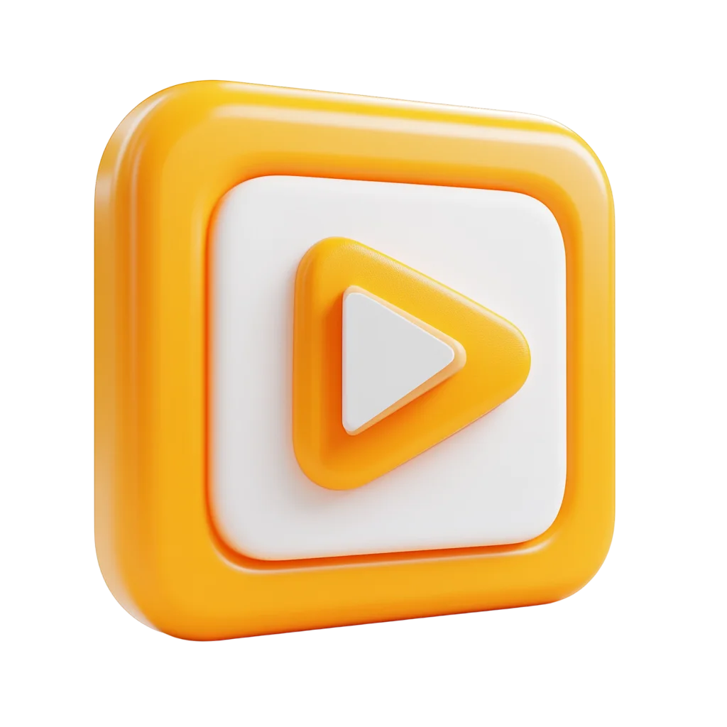 Yellow 3D Video Play Button Icon Free PNG