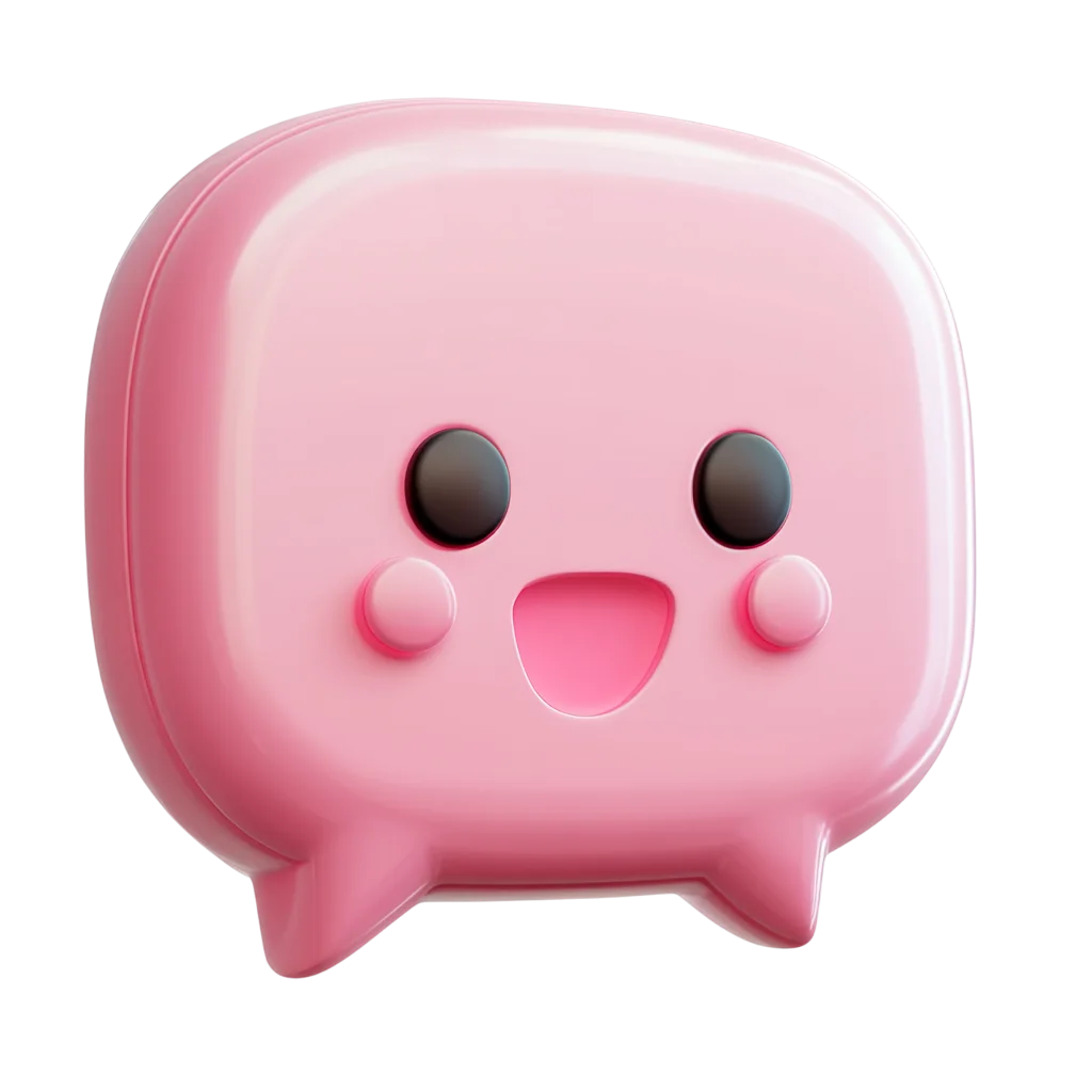 Cute Pink 3D Smiling Chat Character Free PNG