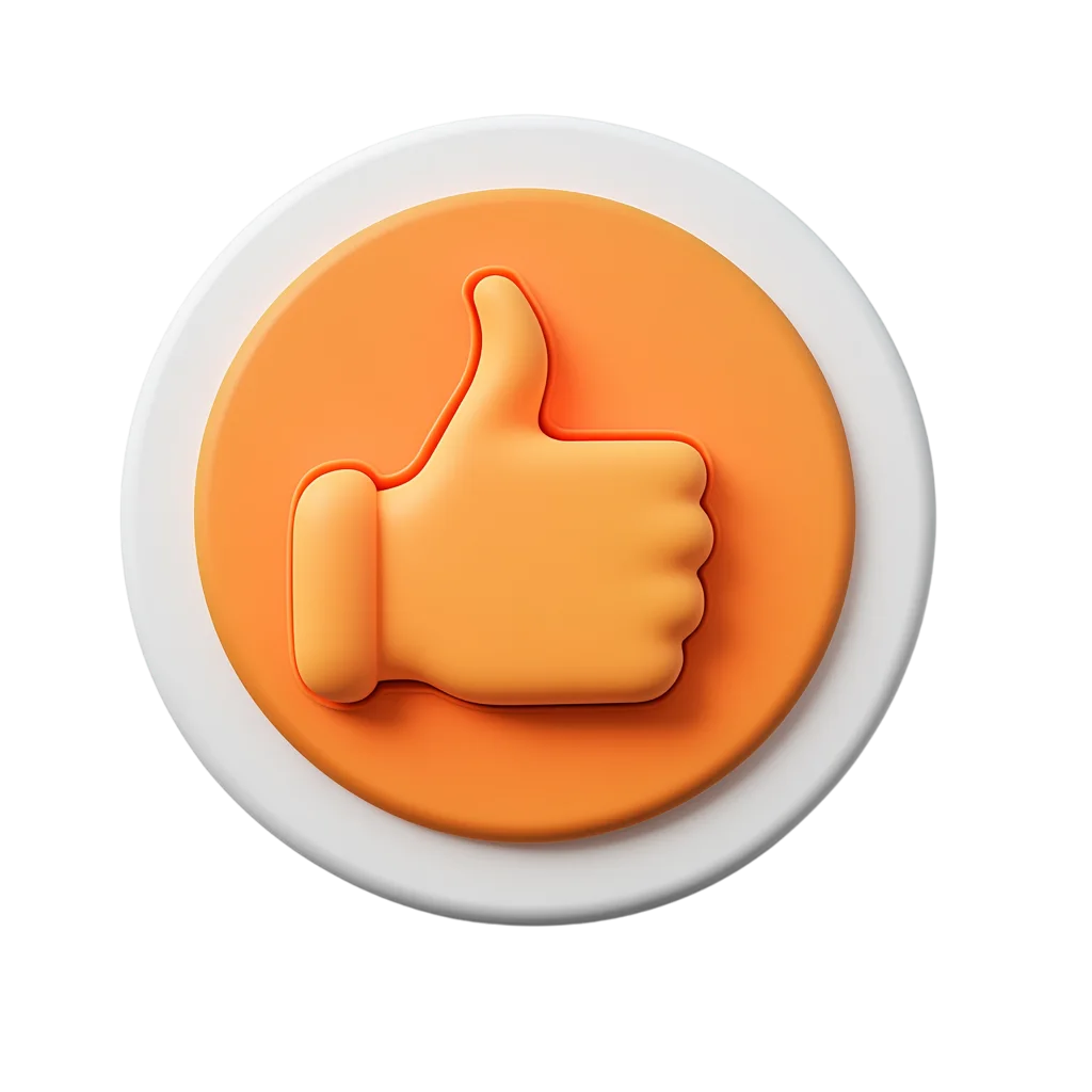 Orange 3D Thumbs Up Circle Button Free PNG