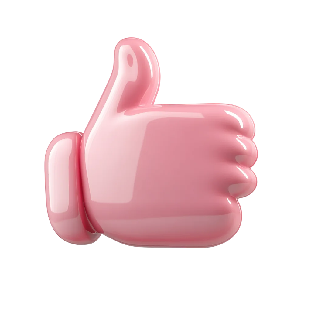 Pink 3D Thumbs Up Hand Gesture Free PNG