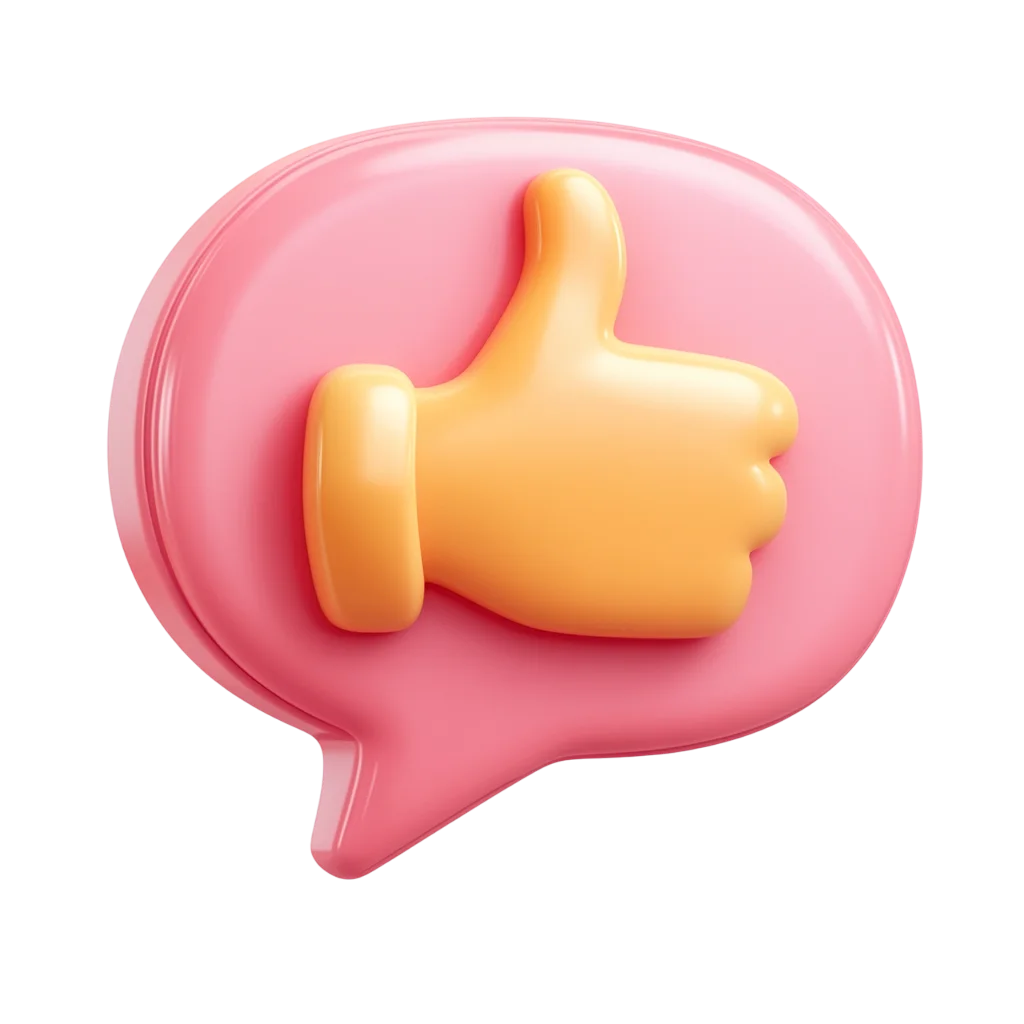 3D Thumbs Up Speech Bubble Free PNG Icon