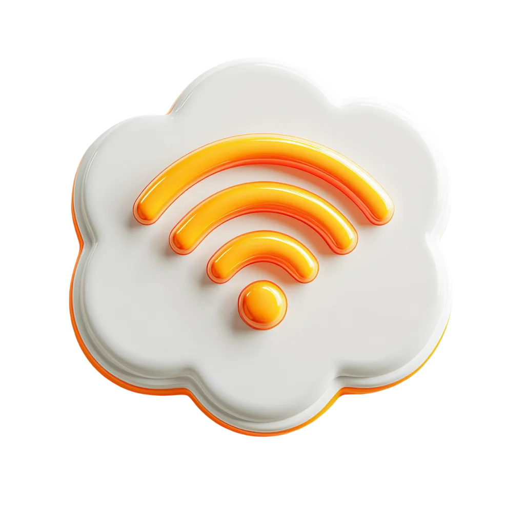 3D Cloud Wifi Signal Badge Icon Free PNG