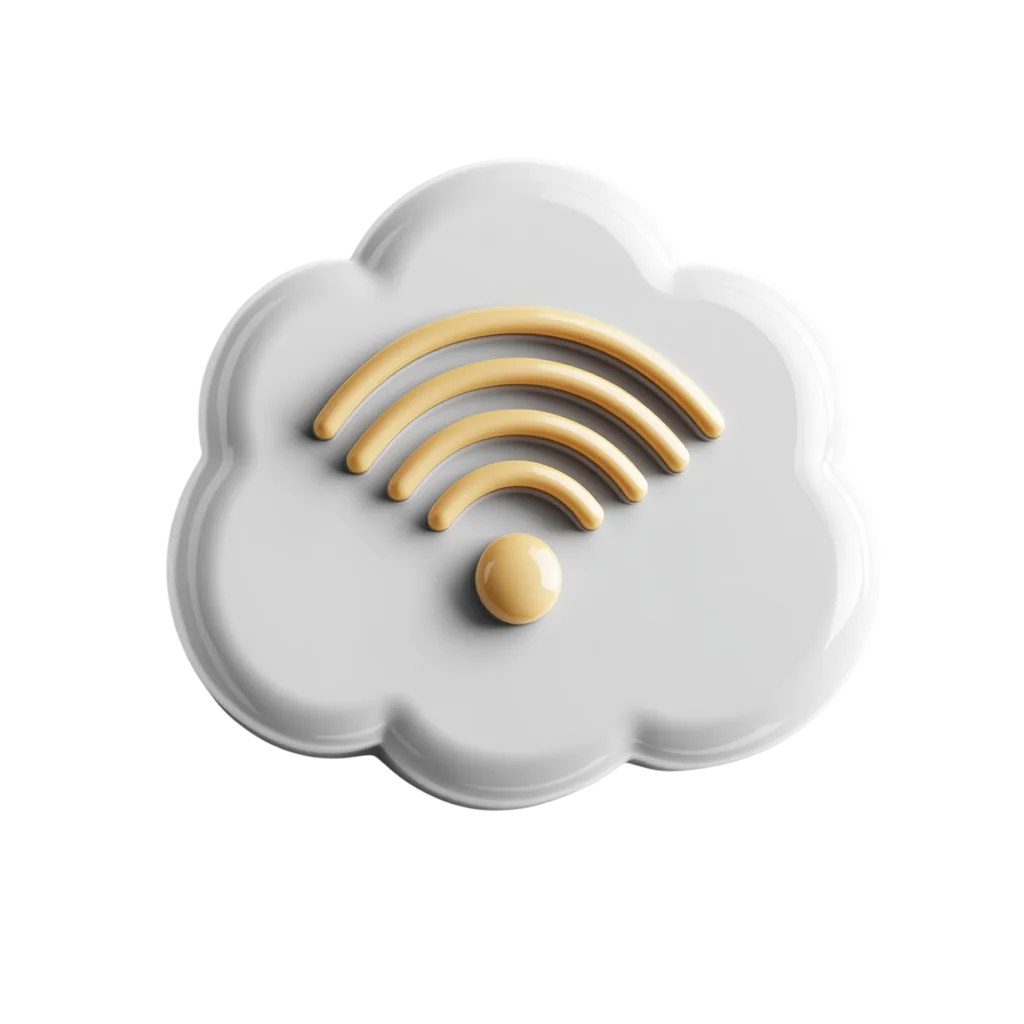 3D Cloud with Wifi Internet Symbol Free PNG