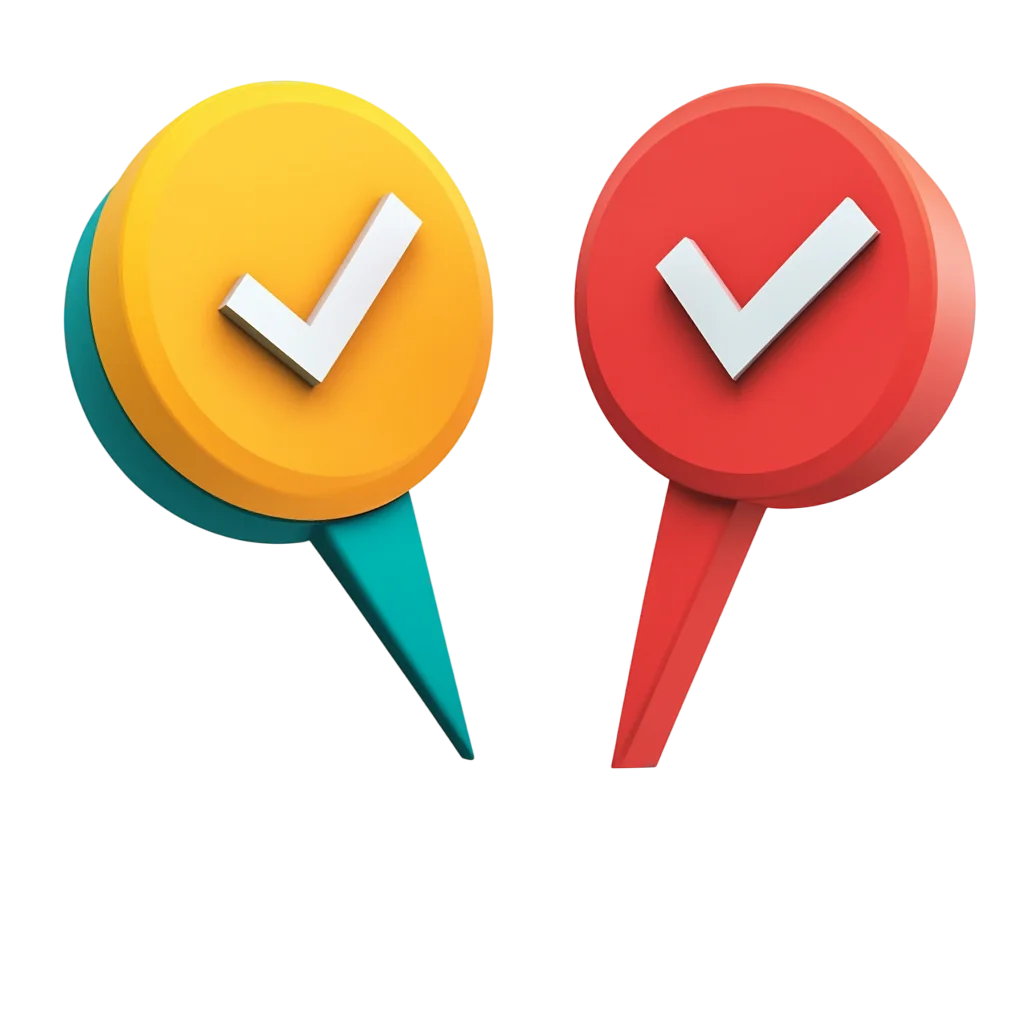 Yellow and Red 3D Check Pins Free PNG Icon