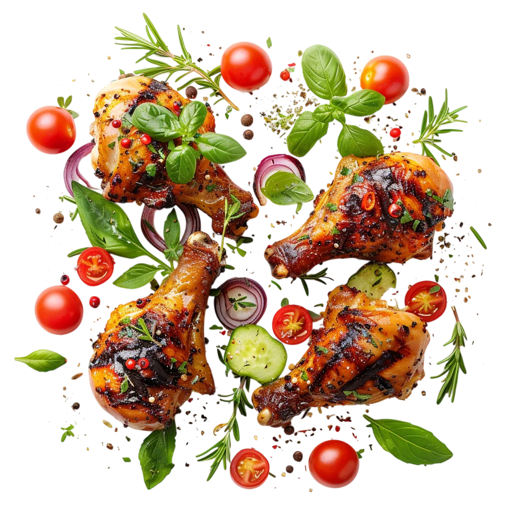 Spicy Grilled Chicken Drumsticks Free PNG Appetizer