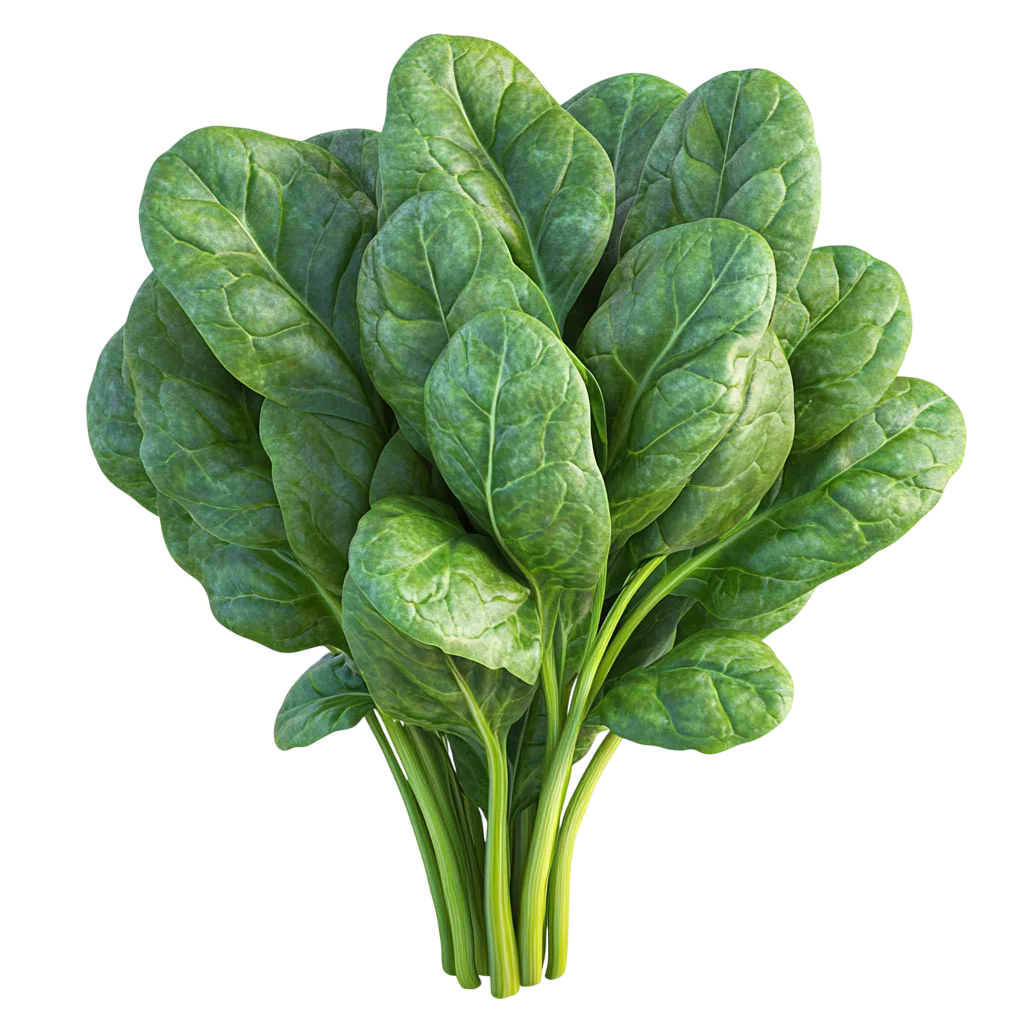 Crisp Organic Green Spinach Bunch Free PNG Produce