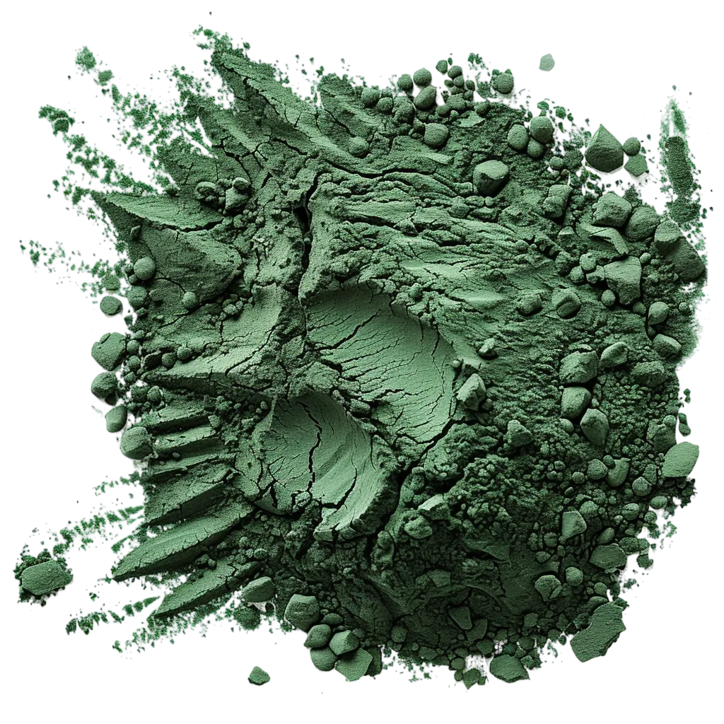 Pile of Green Chlorella Spirulina Powder Free PNG