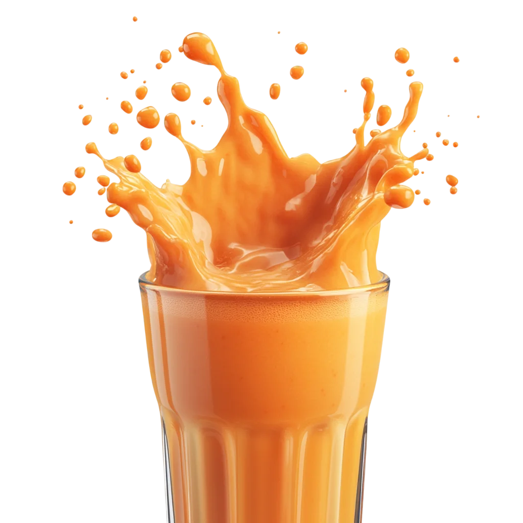 Fresh Orange Carrot Juice Splash Glass Free PNG