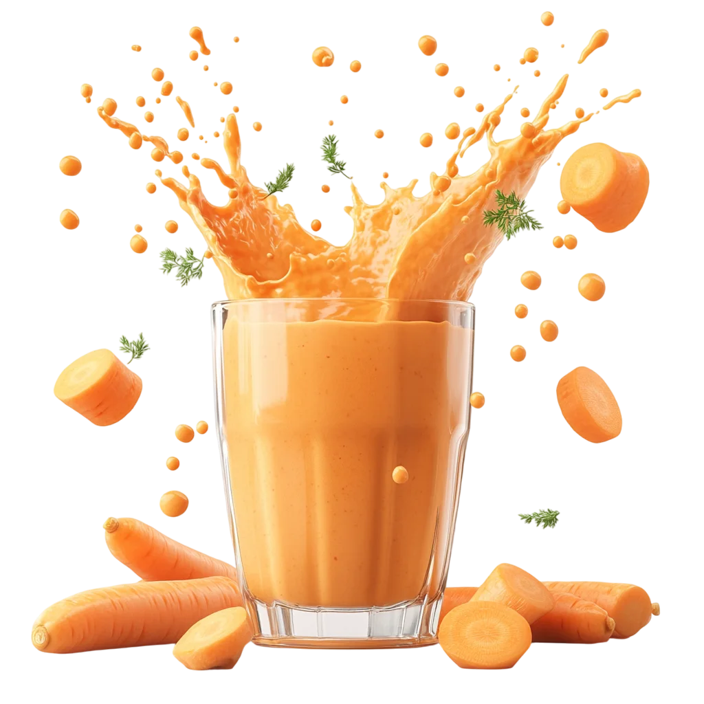 Splashing Carrot Orange Smoothie Glass Free PNG