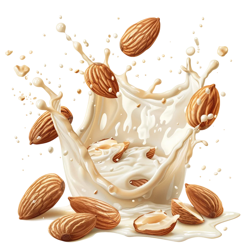 Almond Milk Splash with Whole Almonds Free PNG
