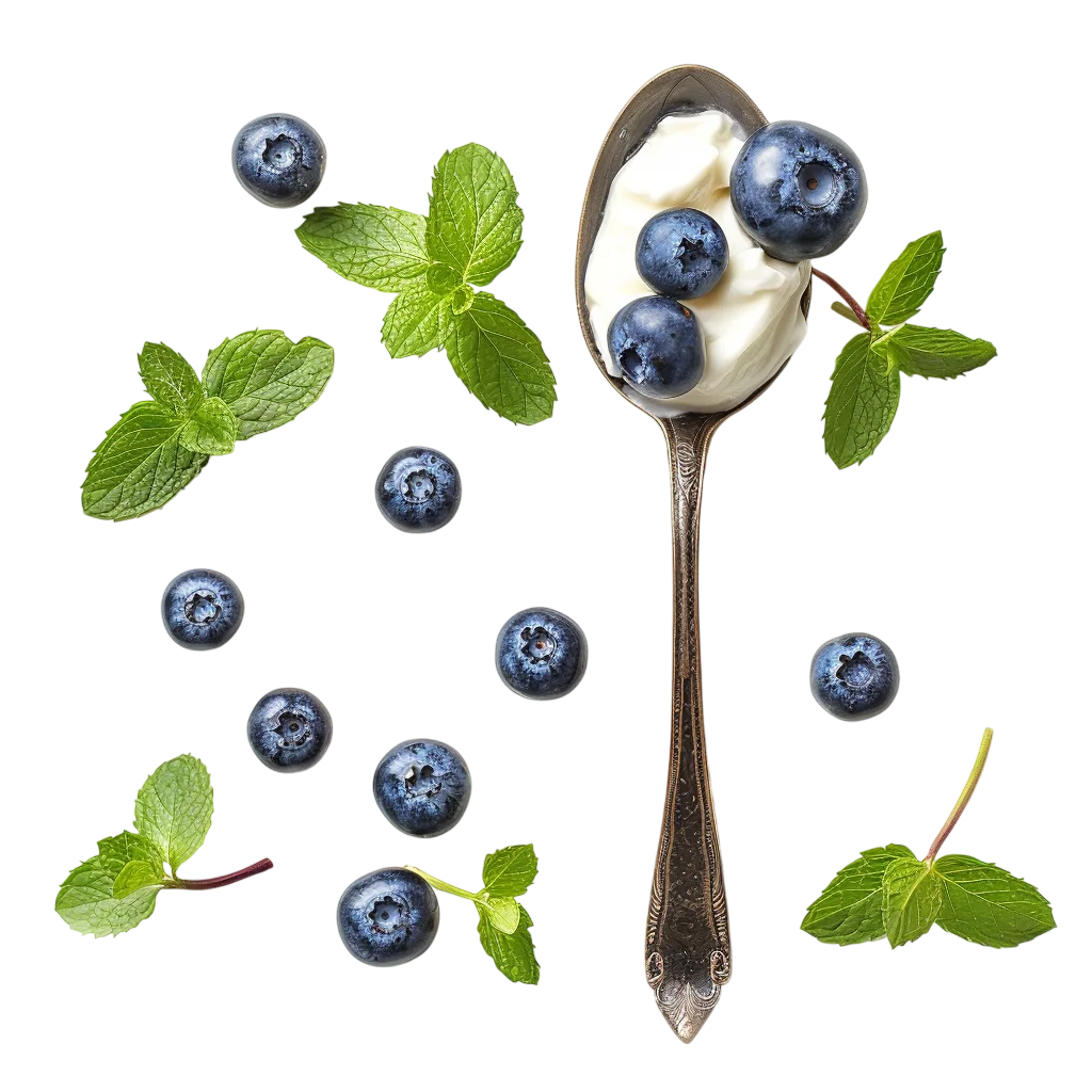 Blueberries and Mint with Spoon Free PNG Clipart