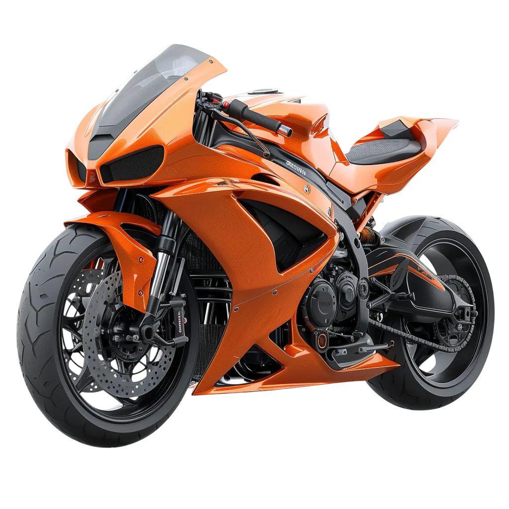 Orange Sport Motorbike Racing Bike Free PNG Cutout