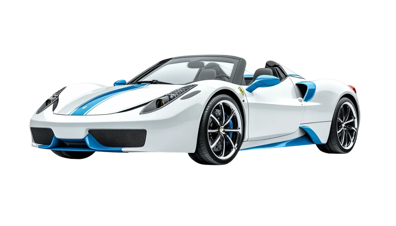 White Open Top Convertible Supercar Free PNG Cutout