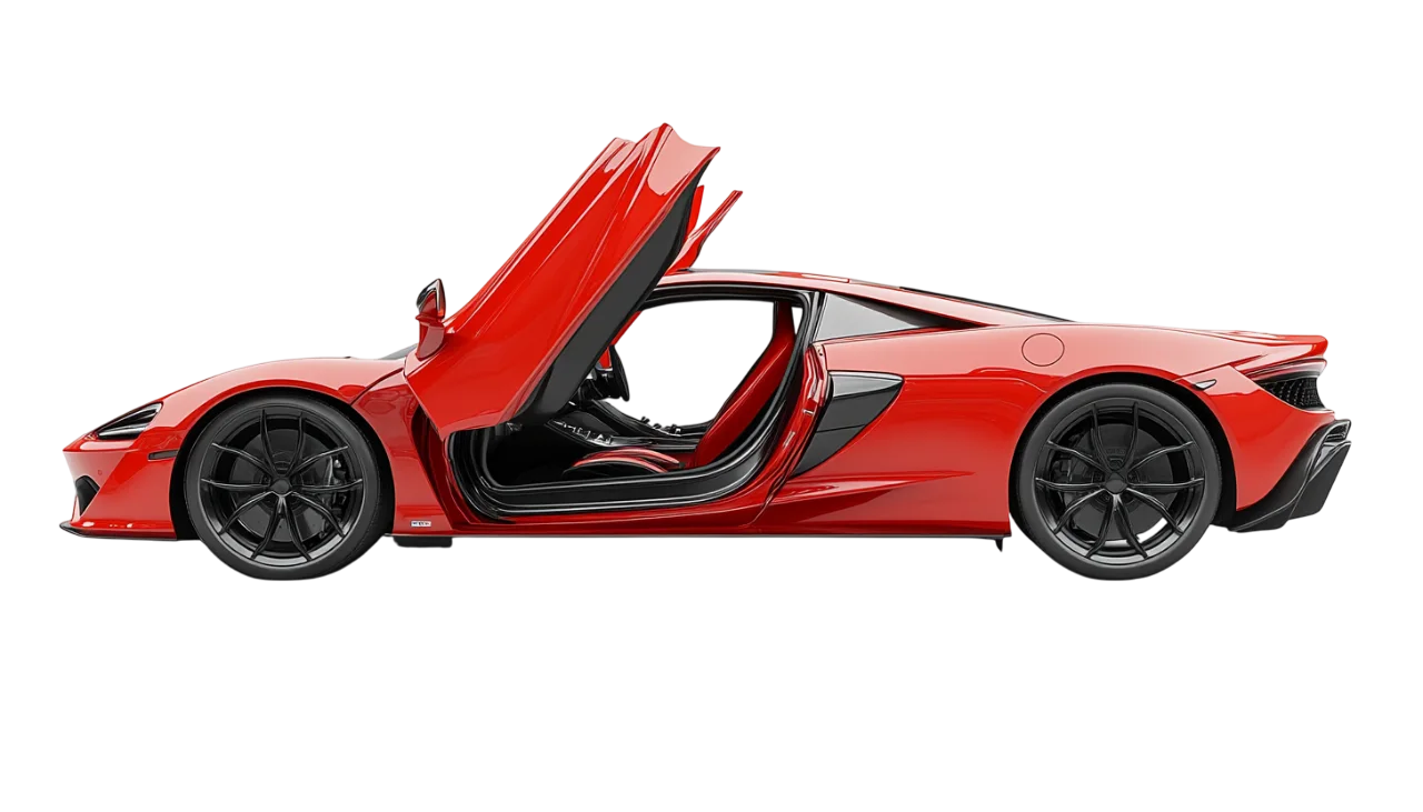 Red Exotic Supercar with Scissor Door Free PNG