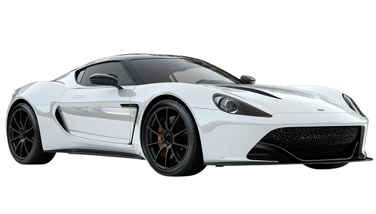 White Luxury Supercar Front Angle Free PNG Cutout
