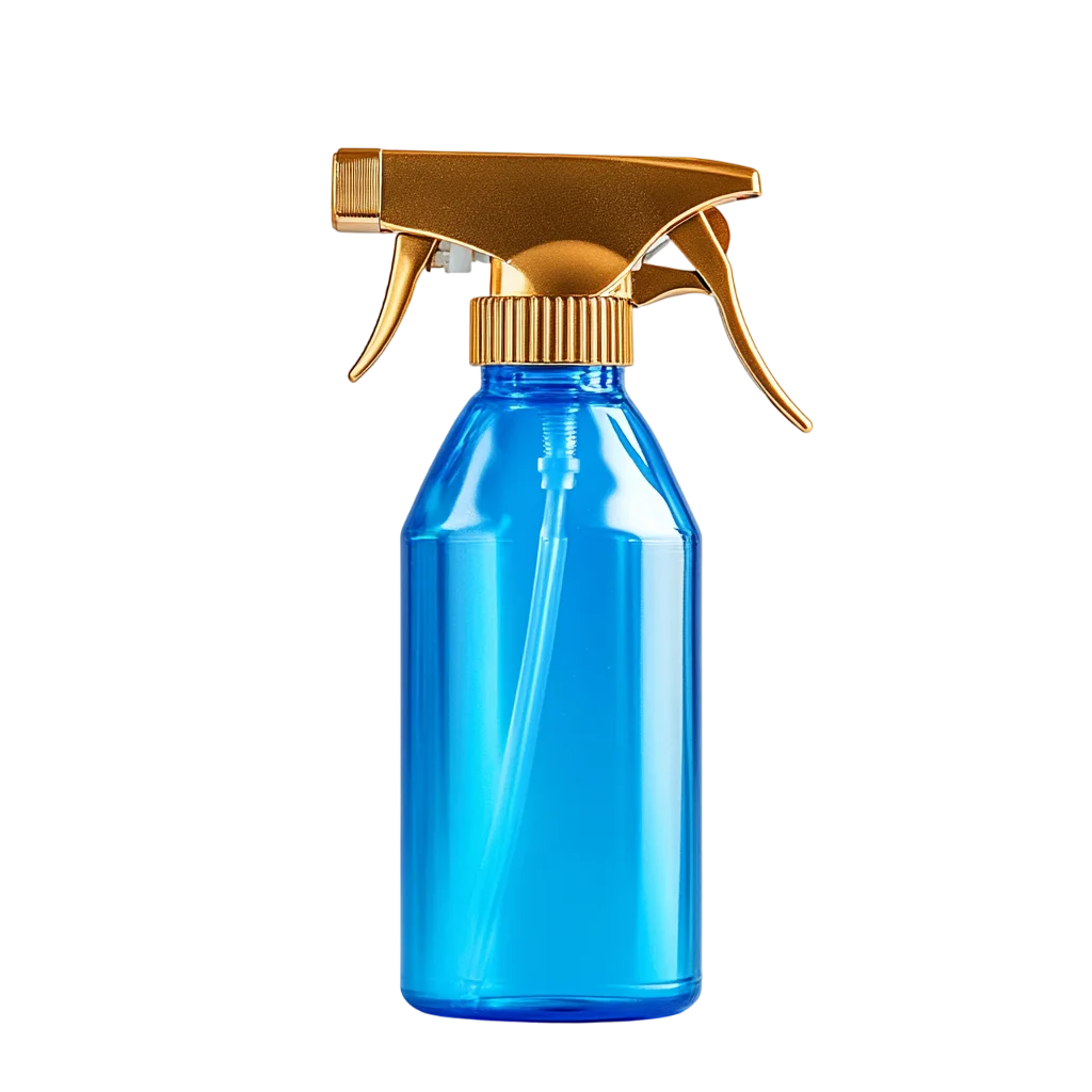 Blue Spray Mist Bottle with Gold Pump Free PNG