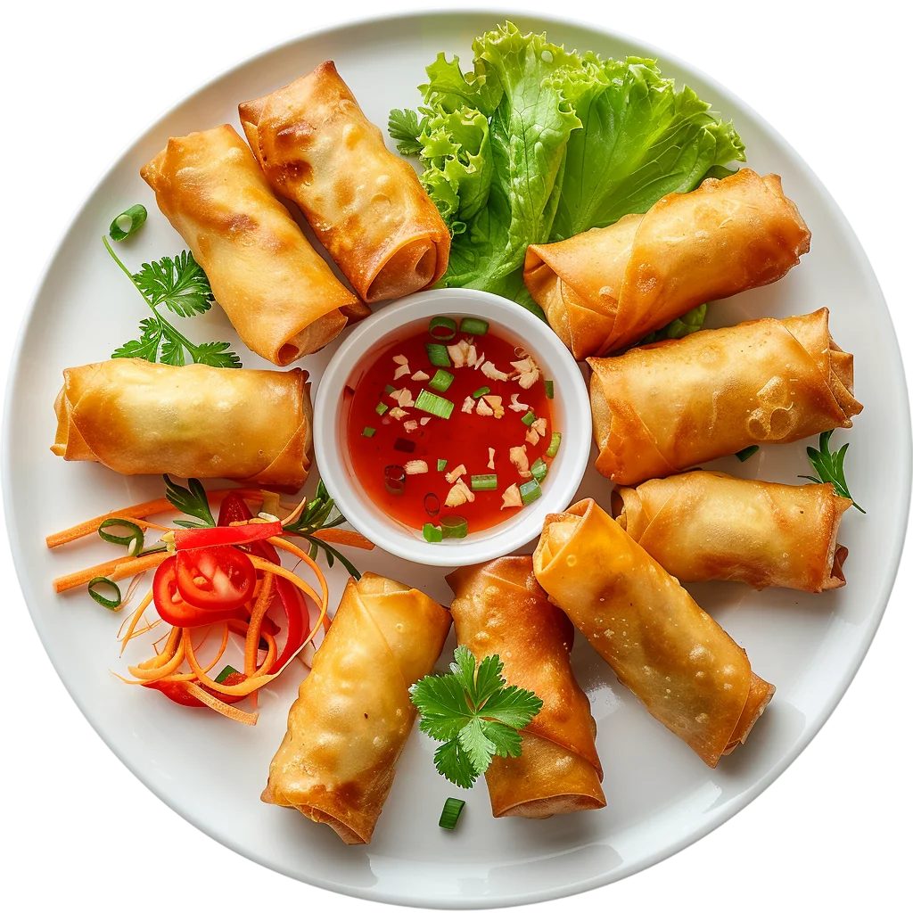 Crispy Spring Rolls Platter Free PNG Food Appetizer