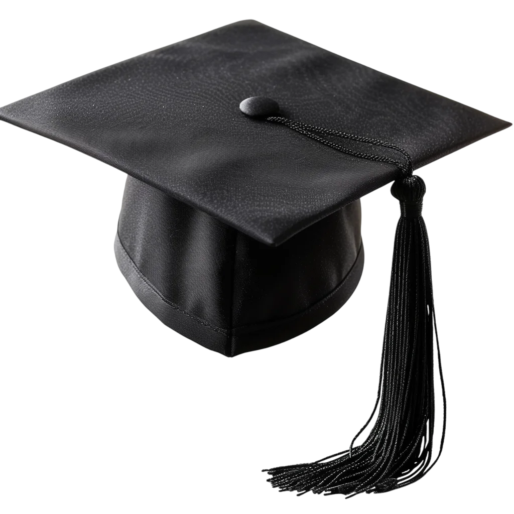 Black Graduation Cap with Tassel Free PNG Cutout