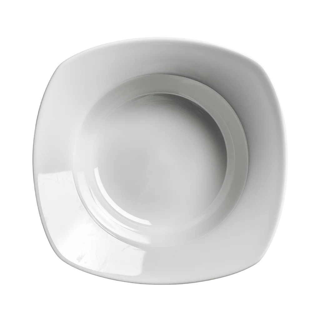 White Ceramic Square Pasta Bowl Free PNG Cutout