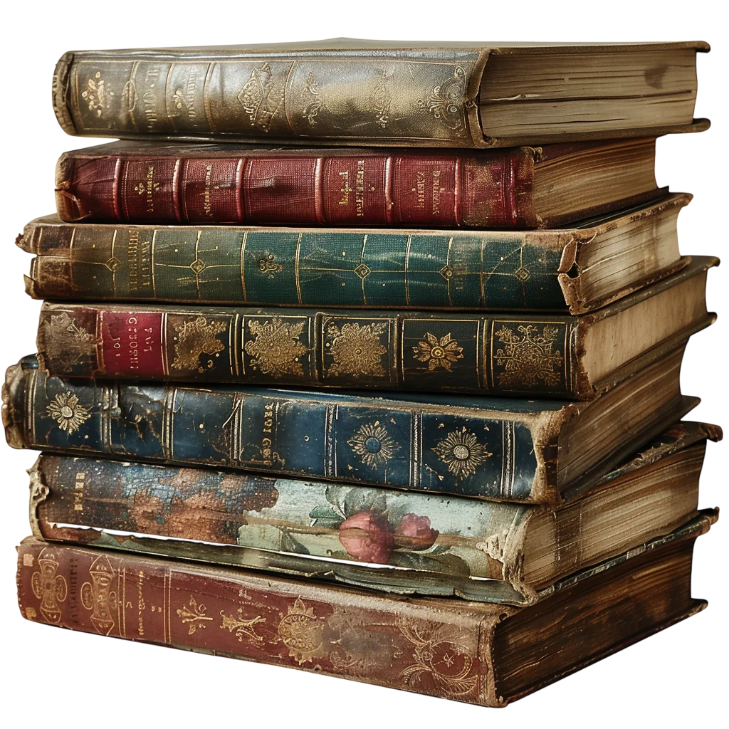 Stack of Old Weathered Books Free PNG Cutout