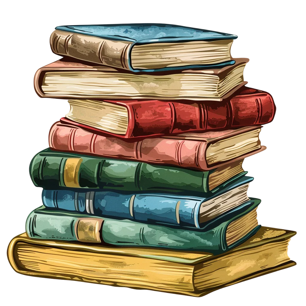 Colorful Stack of Vintage Books Free PNG Cutout