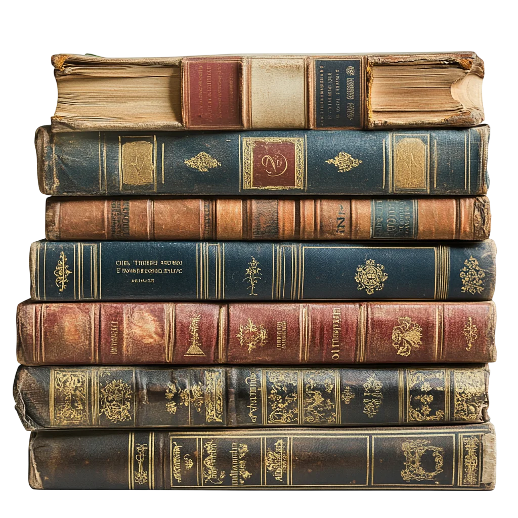 Antique Leather Books Stack Free PNG Cutout