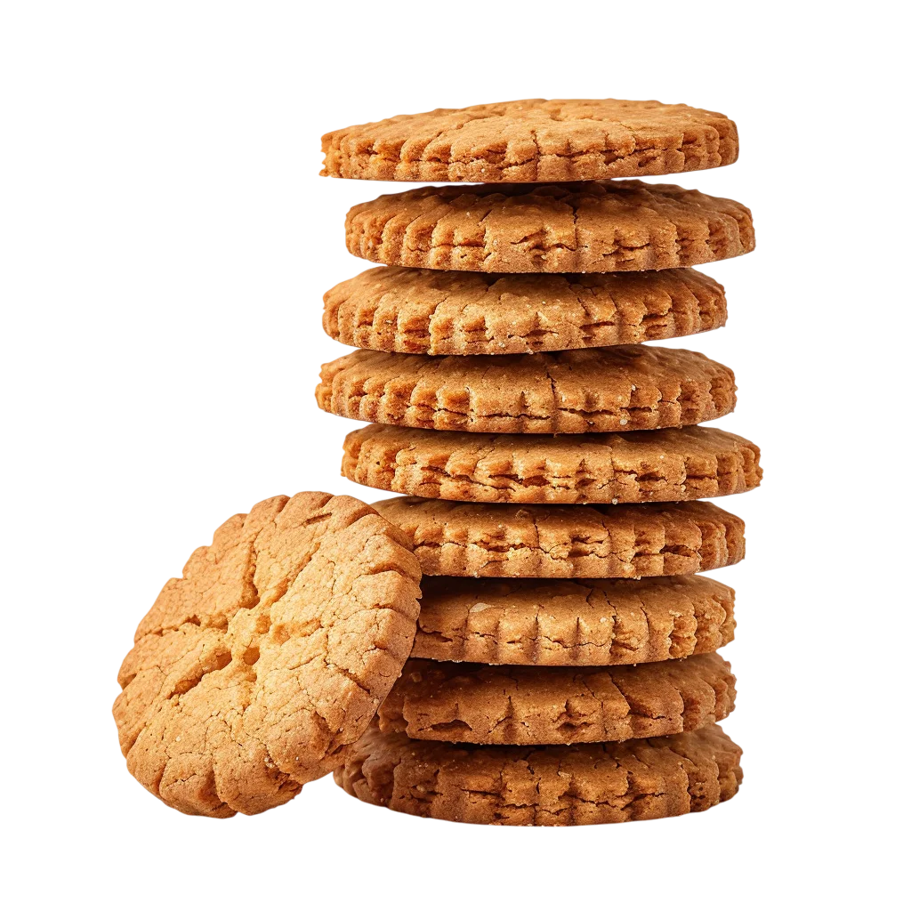Stack of Round Fluted Tea Biscuits Free PNG