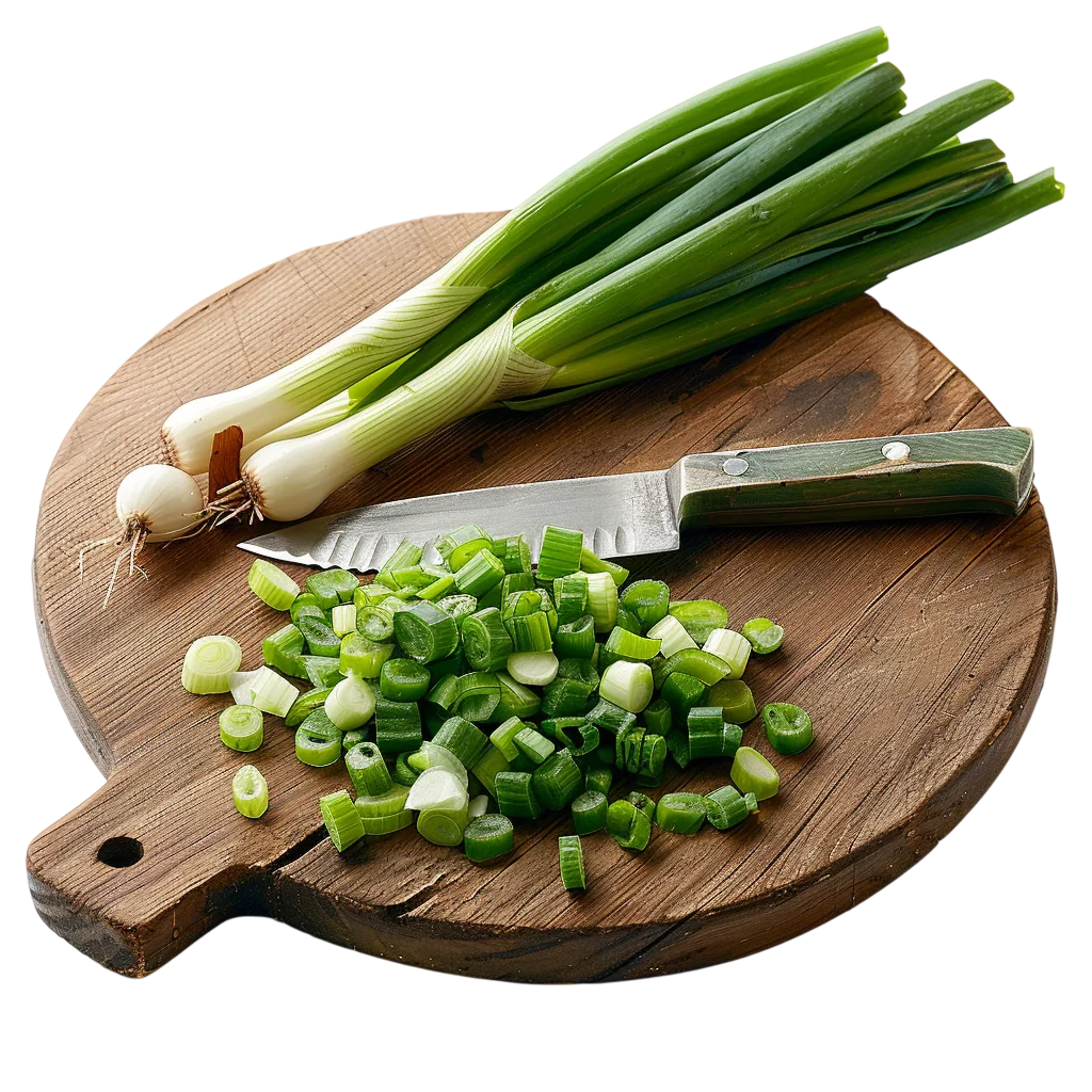 Chopped Green Onions on Cutting Board Free PNG