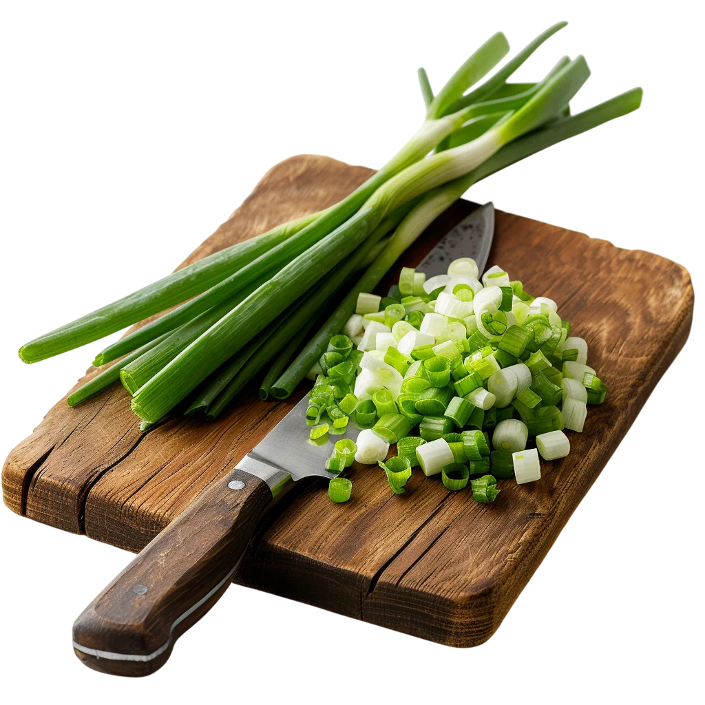 Chopped Scallions on Cutting Board Free PNG Food