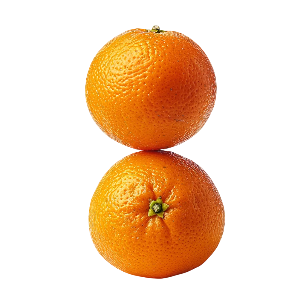Two Whole Ripe Navel Oranges Stacked Free PNG