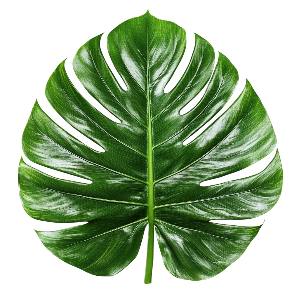 Large Round Green Monstera Palm Leaf Cutout Free PNG