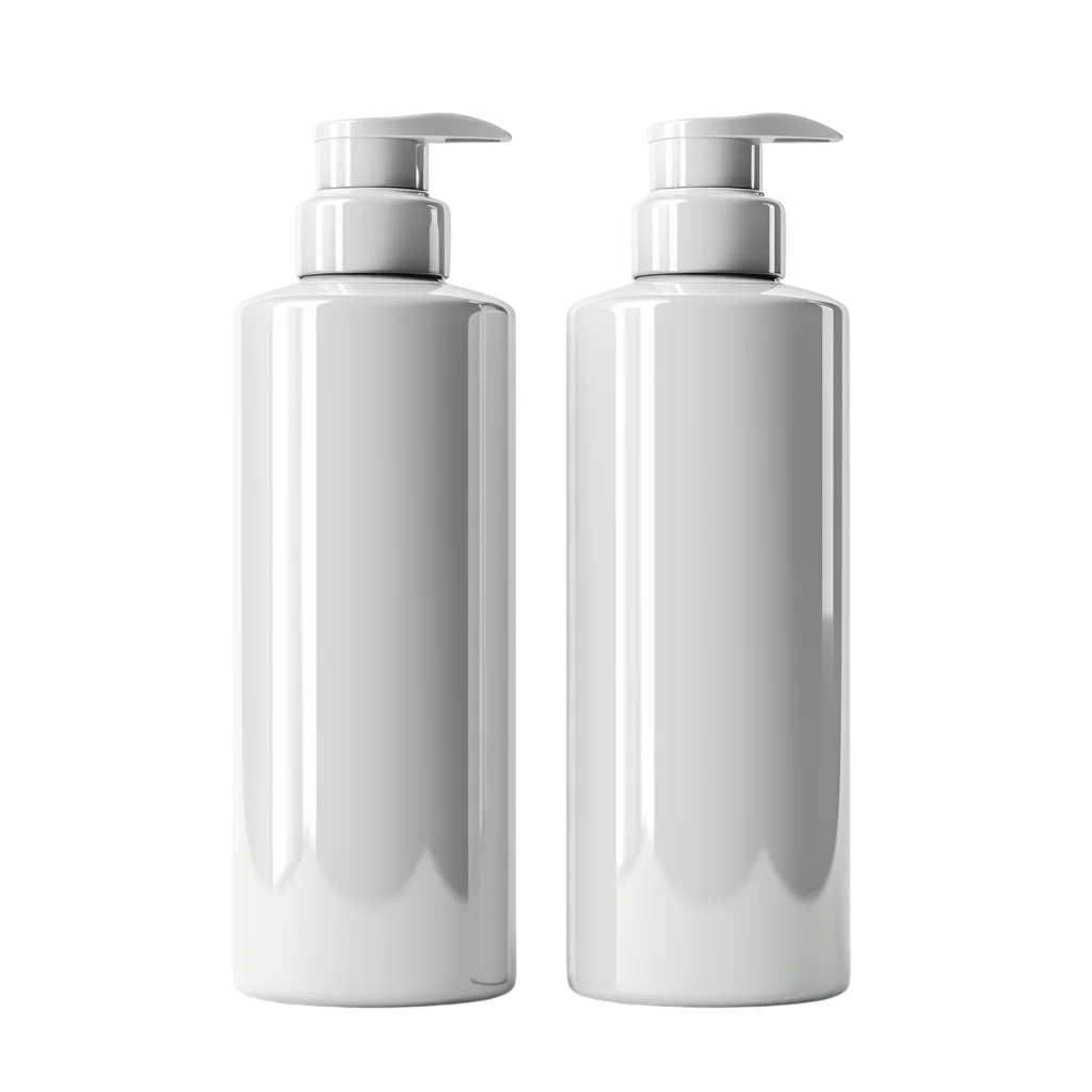 White Plastic Pump Dispenser Bottles Pair Free PNG