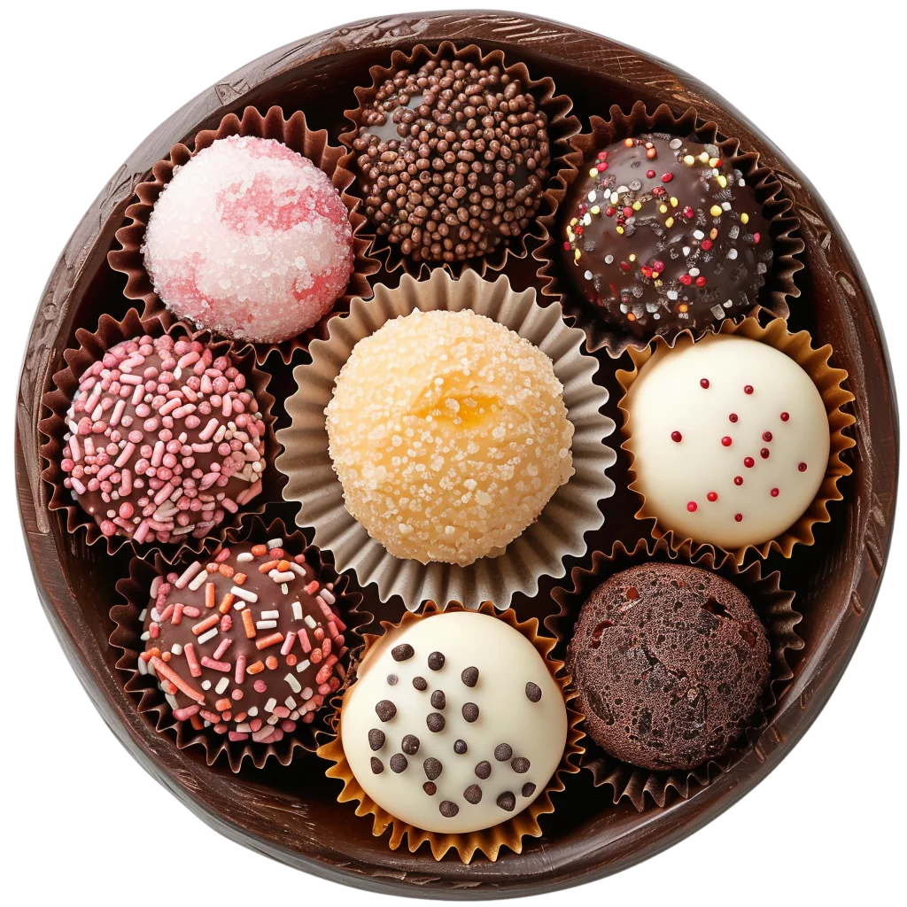 Gourmet Chocolate Truffles in Round Bowl Free PNG