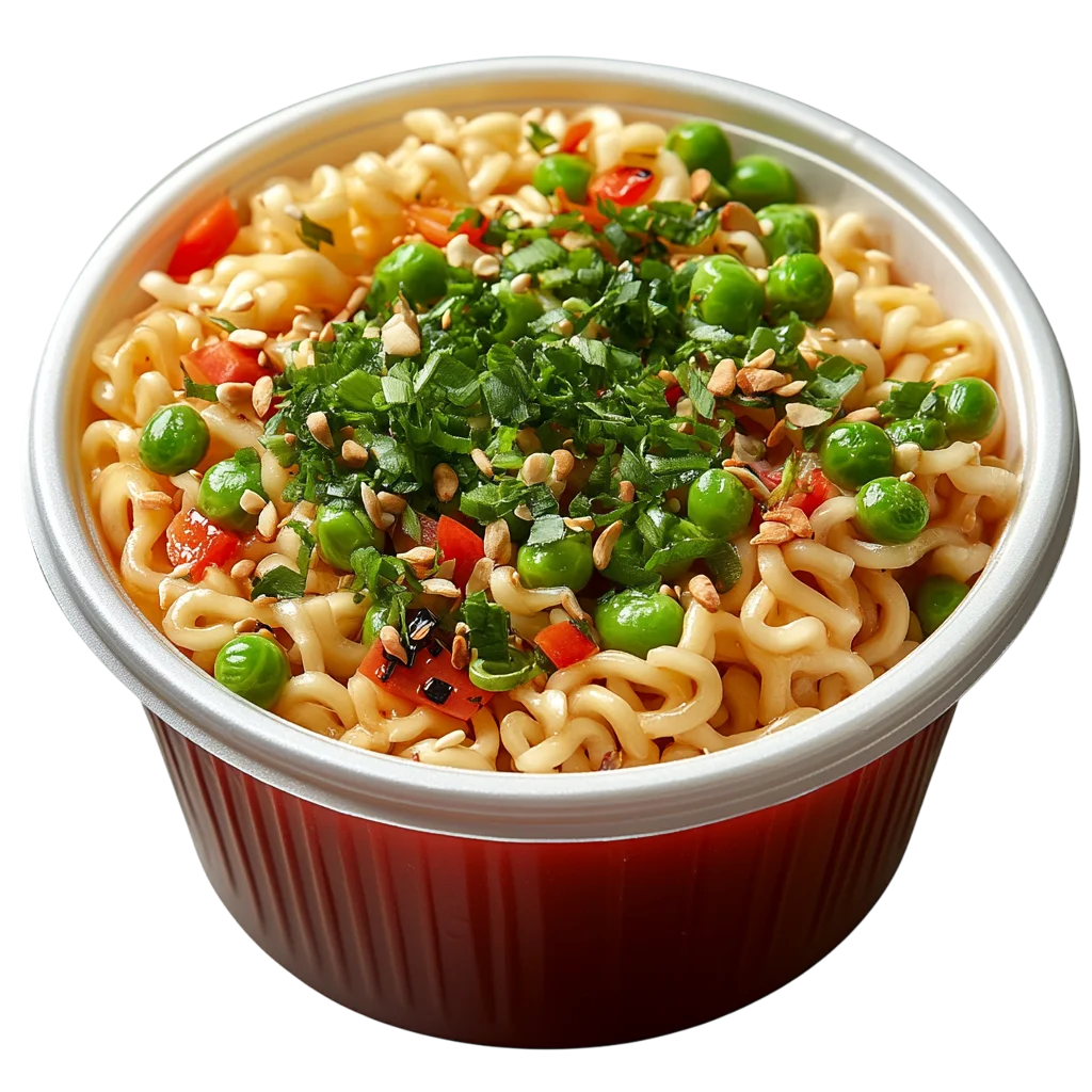 Ramen Noodle Bowl with Broth and Herbs Free PNG